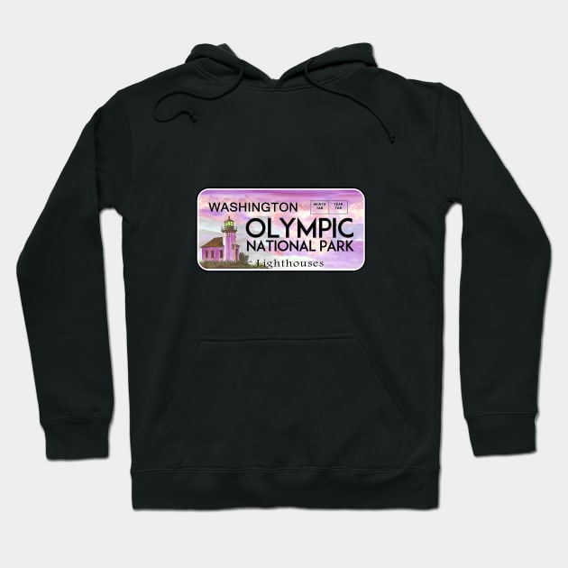 Olympic National Park Washington License Plate Lighthouses Hoodie by DD2019